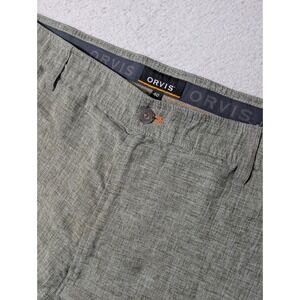 Orvis Shorts Mens 40 Olive Green 40/8 Flat Front Recycled Polyester #2Z14